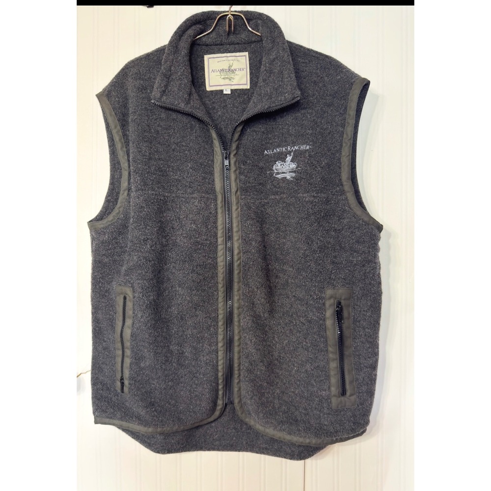 Atlantic Rancher Mens Wool Blend Fleece Vest Full Zip Made in USA L